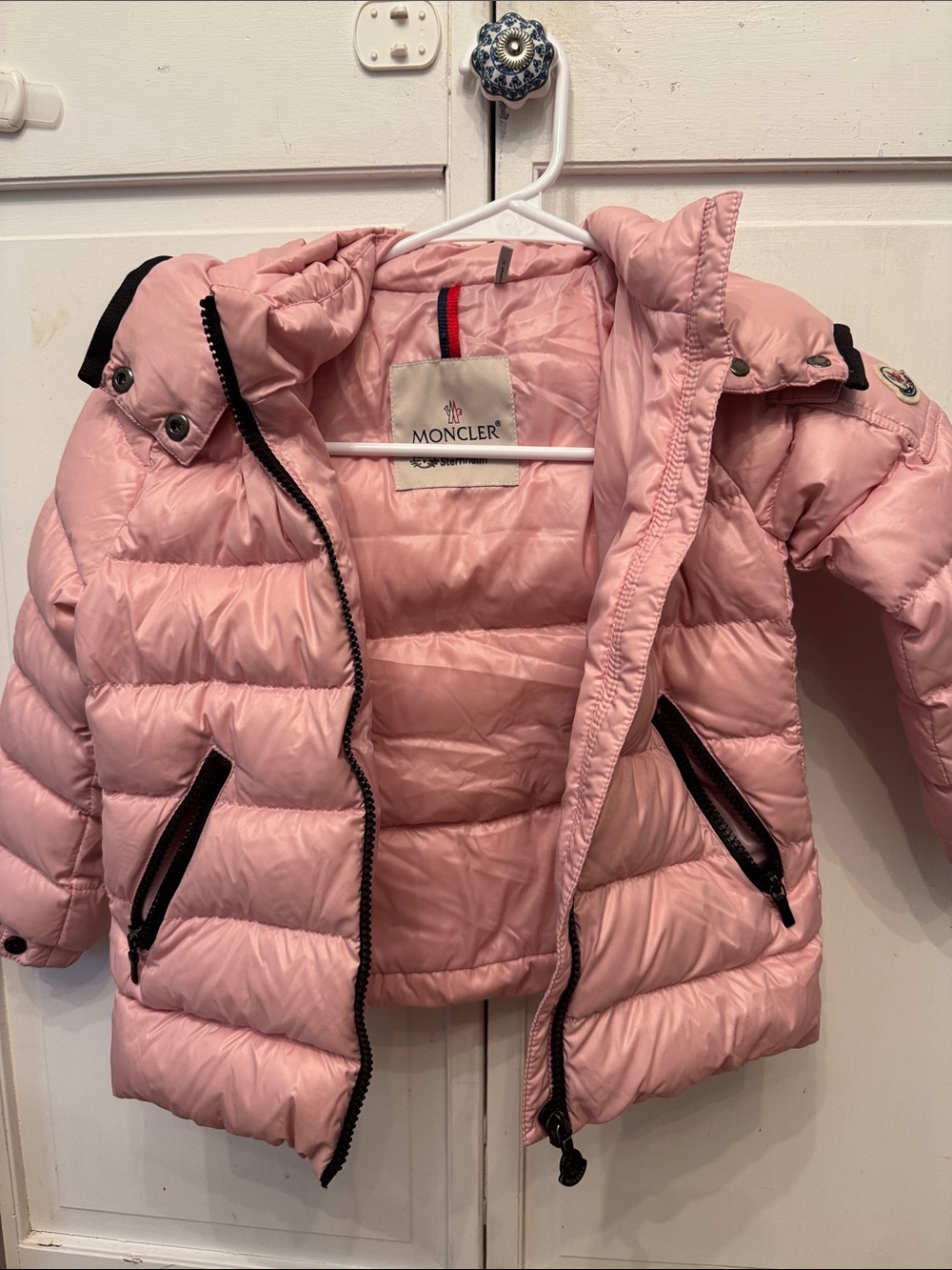 Moncler Pink Quilted Kids Puffer Jacket with Hood